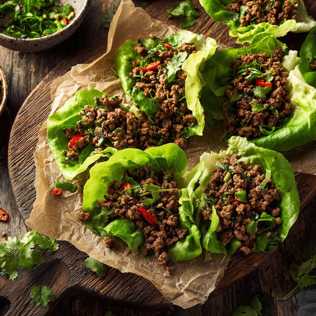 Herbed Ground Beef Lettuce Wraps