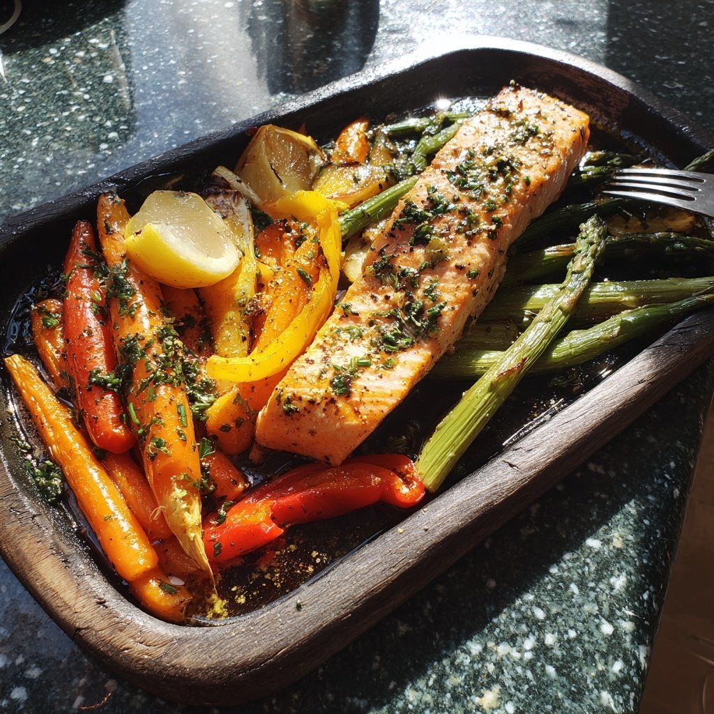Roasted Garlic Salmon and Vegetables