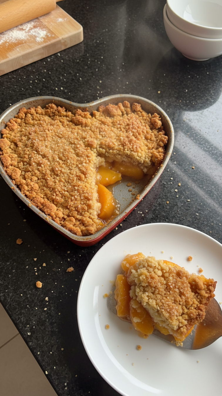 Heart-shaped Peach Crisp