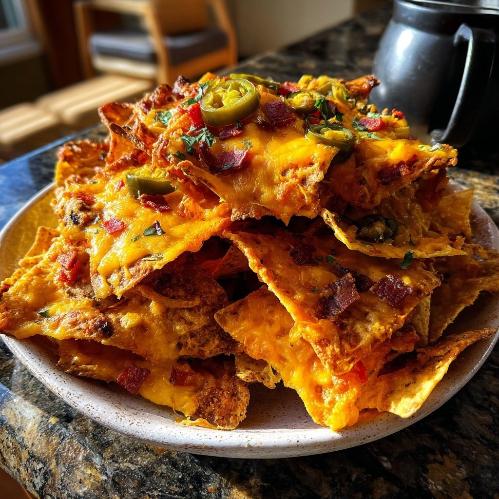 Baked Nachos with Salsa and Queso