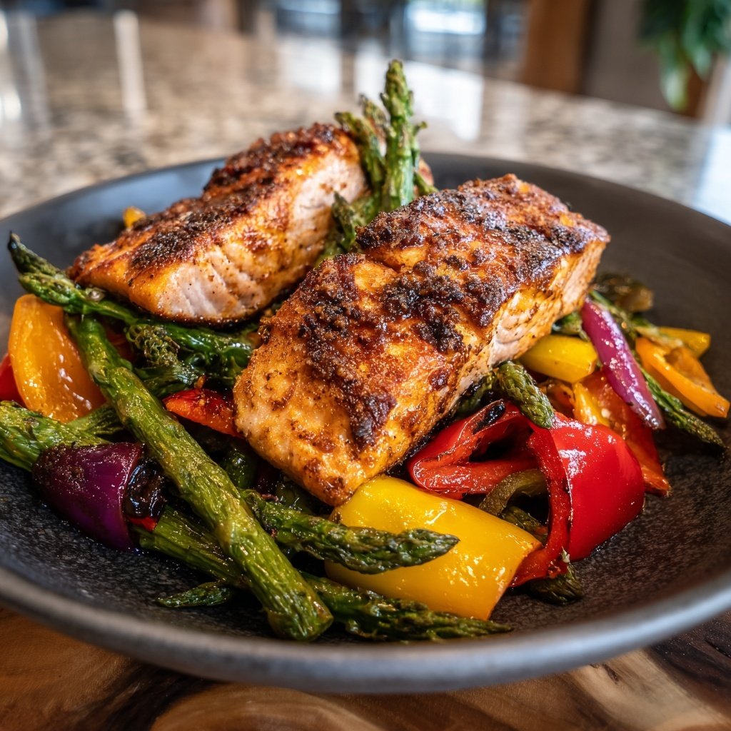 One Pan Salmon Veggies