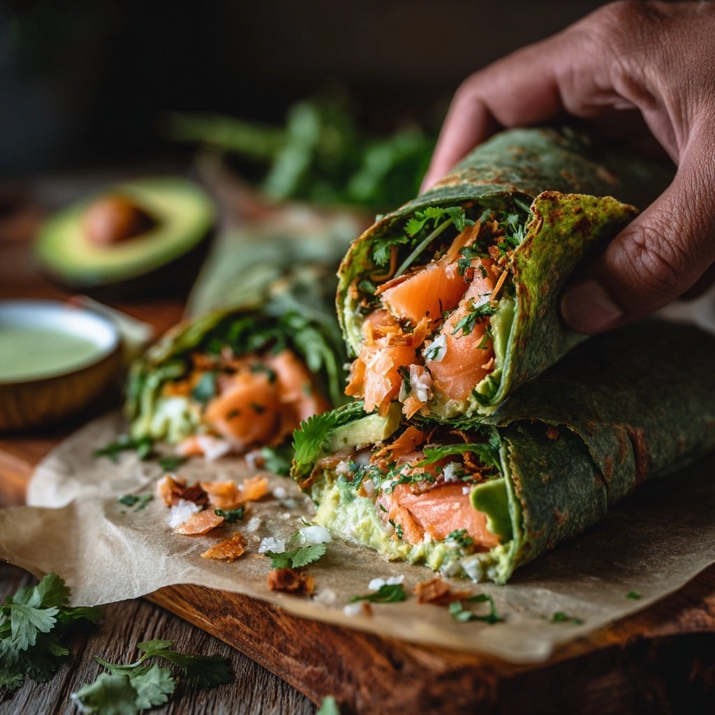 Cilantro Avocado Salmon Wraps