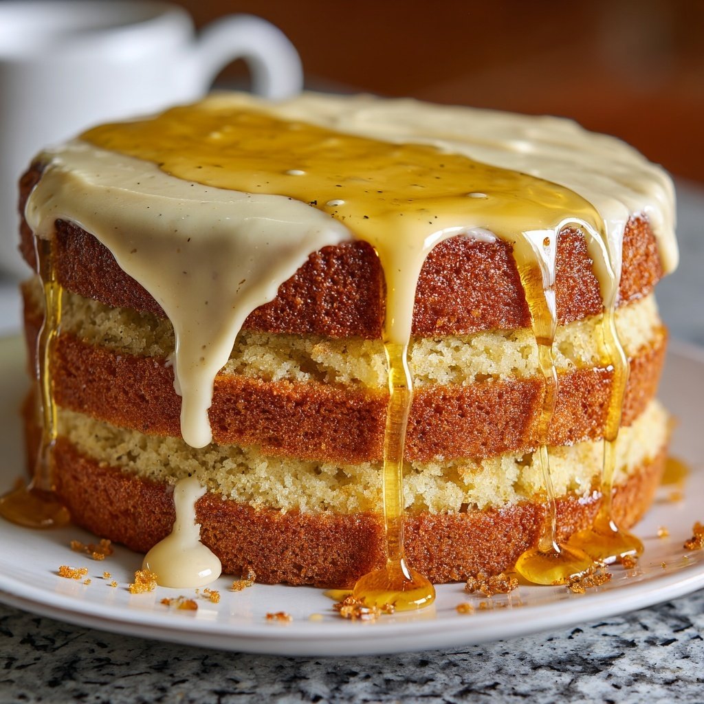 Vanilla Velvet Cake with Honey Syrup