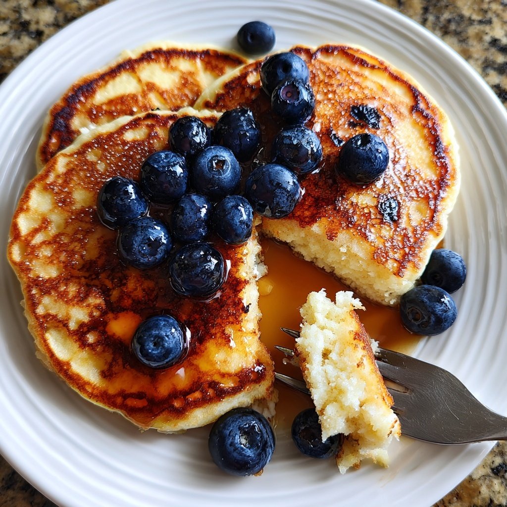 Cottage Cheese Pancakes with Blueberries