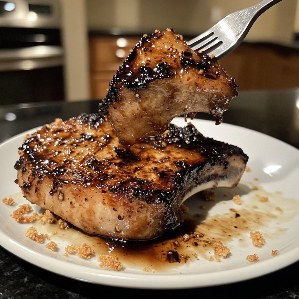 Pork Chop with Balsamic Maple Glaze