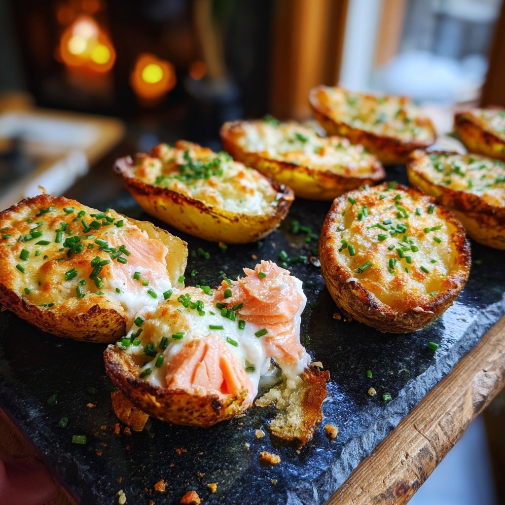 Stuffed Potato Skins with Salmon