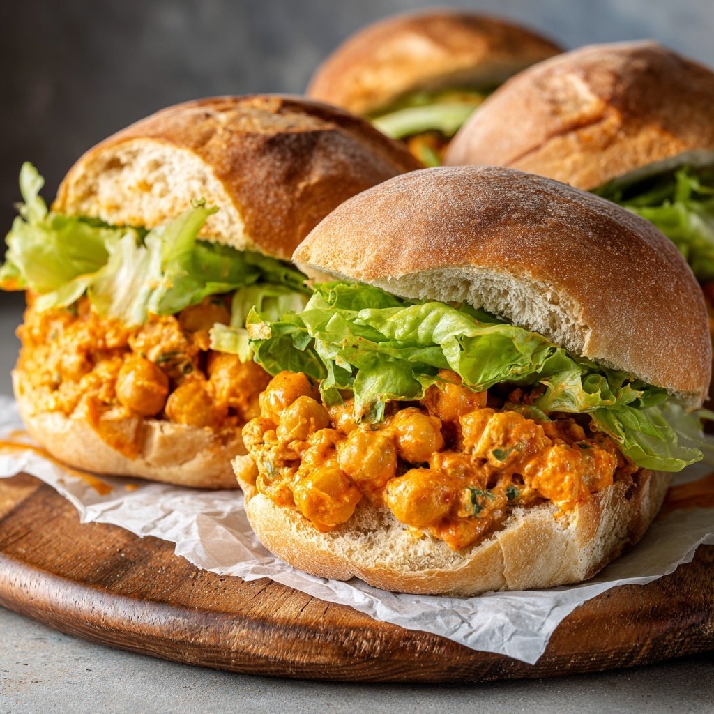 Buffalo Chickpea Salad Sandwiches