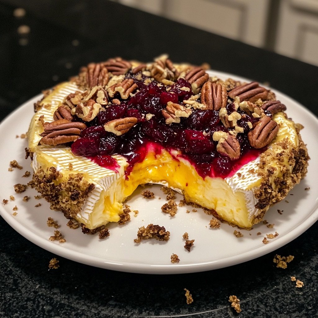 Baked Brie with Cranberry Sauce and Pecans