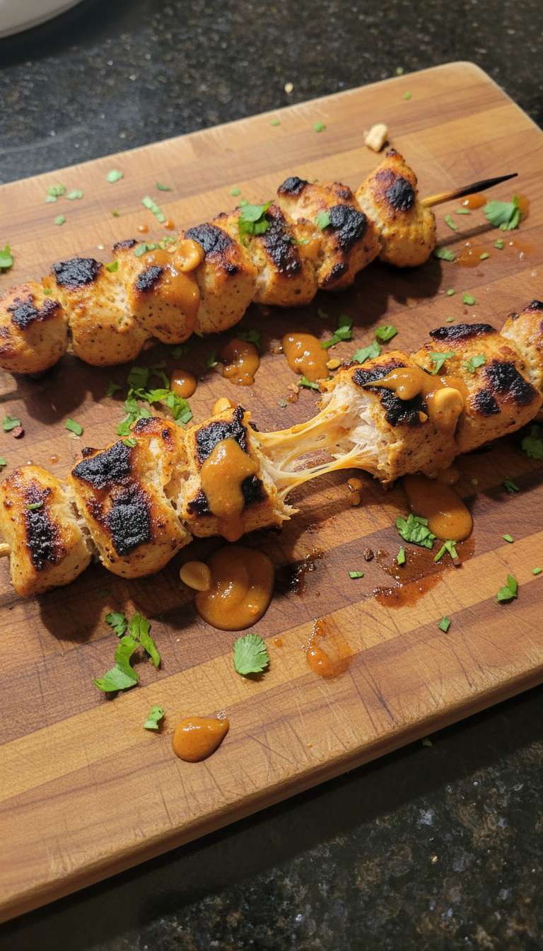 Satay Buffalo Chicken Skewers