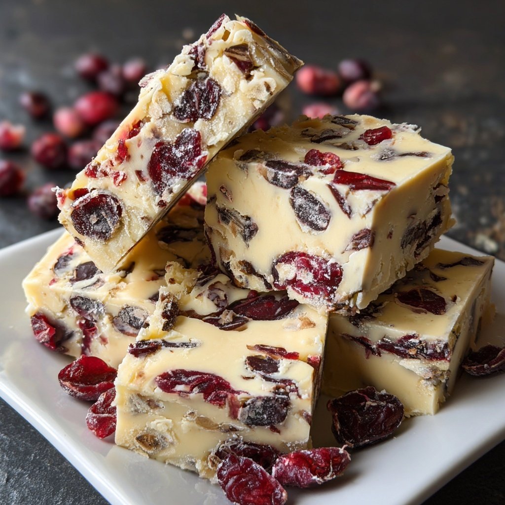 White Chocolate Cranberry Fudge