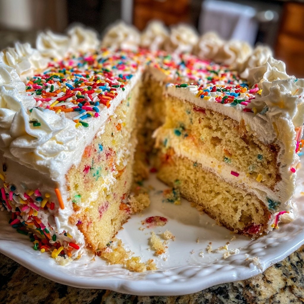 Vanilla Birthday Cake with Rainbow Sprinkles